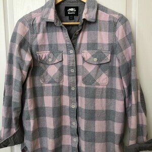 Roots Park Plaid Shirt M woman's Pink and grey